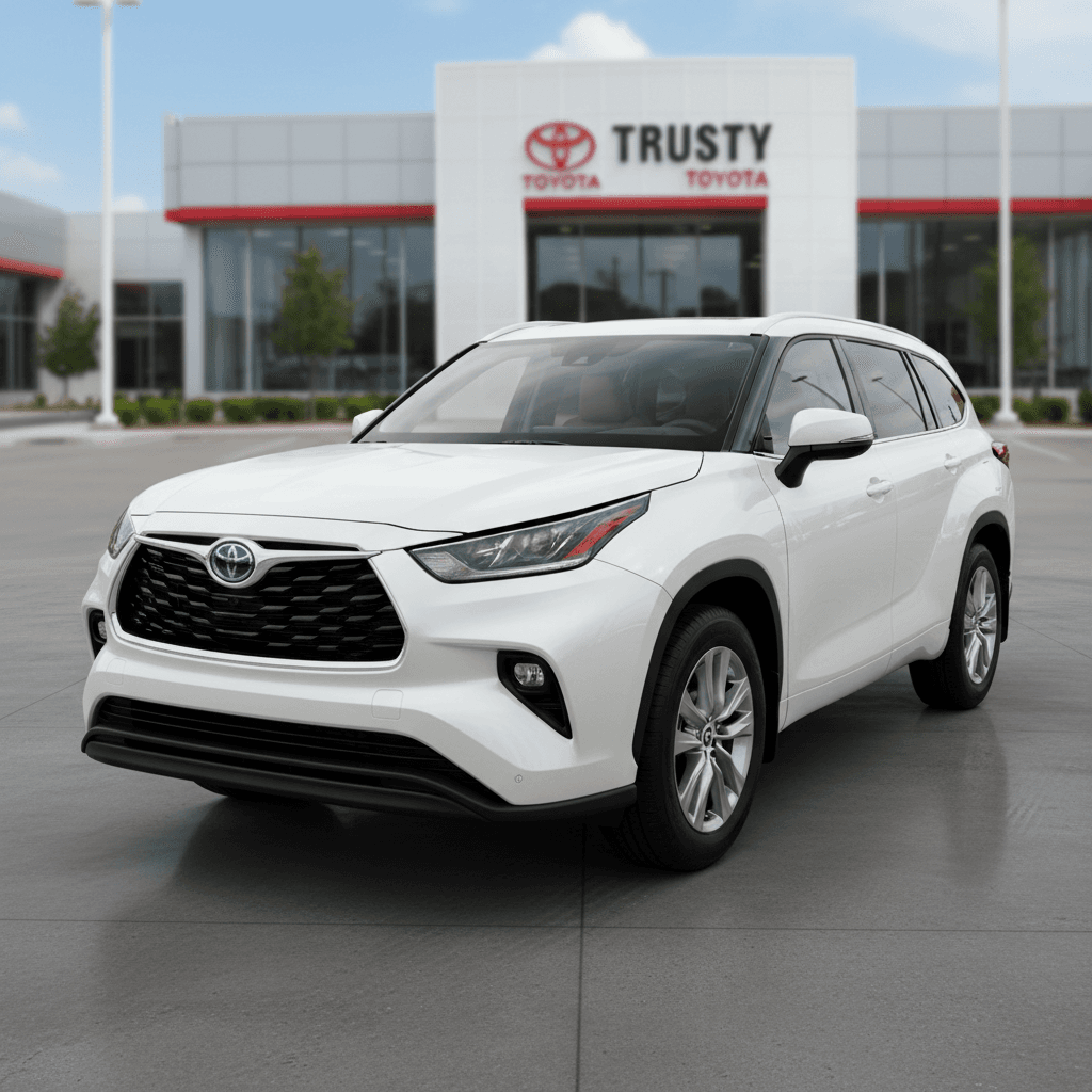 Silver 2023 Toyota Highlander Hybrid Limited parked on a dealership lot