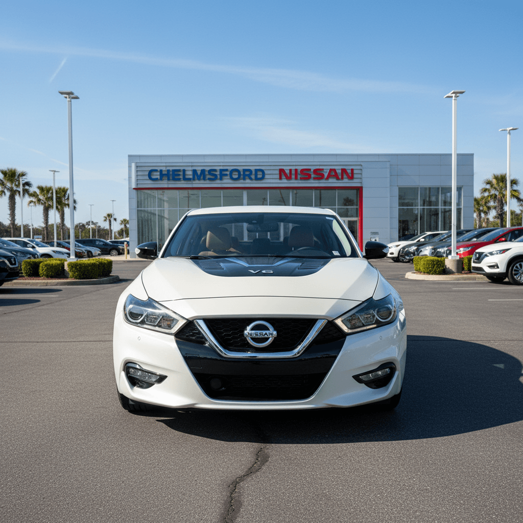 Black 2016 Nissan Maxima Platinum sedan parked on a lot