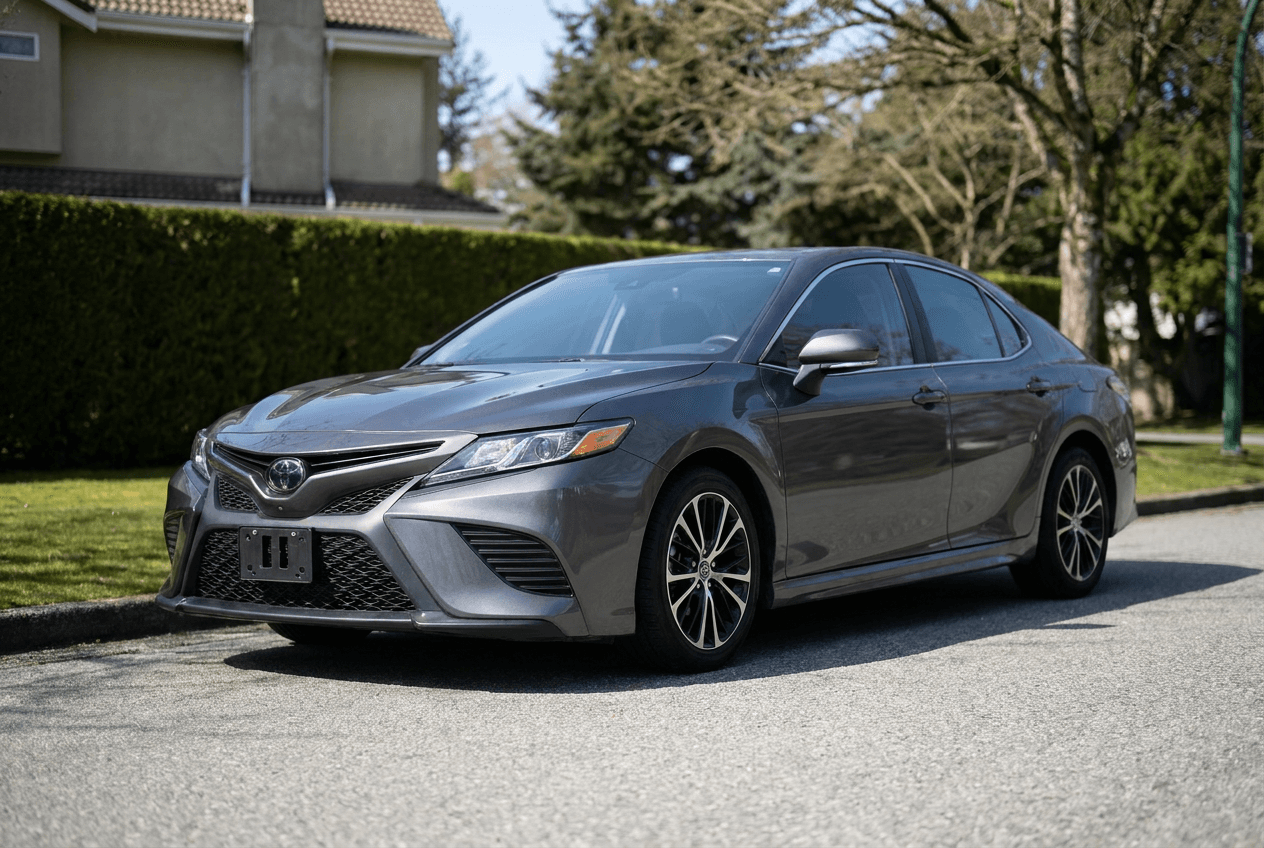 Silver sedan with open door showing interior and front tire condition